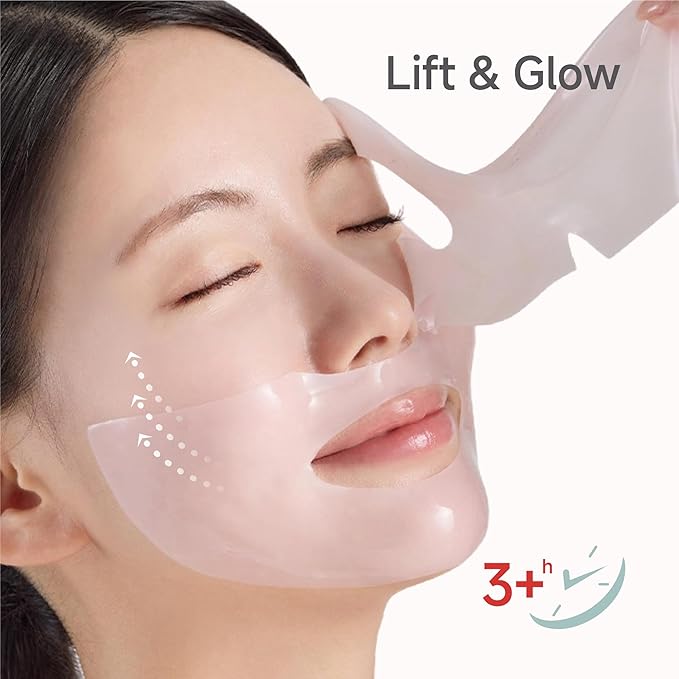 CDL Low Molecular Collagen Face Lifting Mask - Glowing, Firming & Deep Hydrating Korean Hydrogel Sheet Mask for Glass Skin Elasticity, Phyto PDRN Anti-Aging Skincare (10 Sheets)
