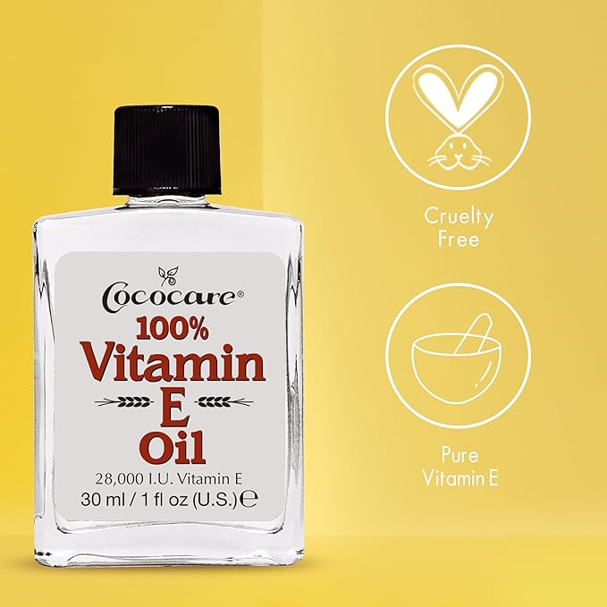 COCOCARE 100% Vitamin E Oil - Maximum Moisture for Dry Skin - 28000 I.U Wrinkle Reduction - 1 Fl Oz (Pack of 2)