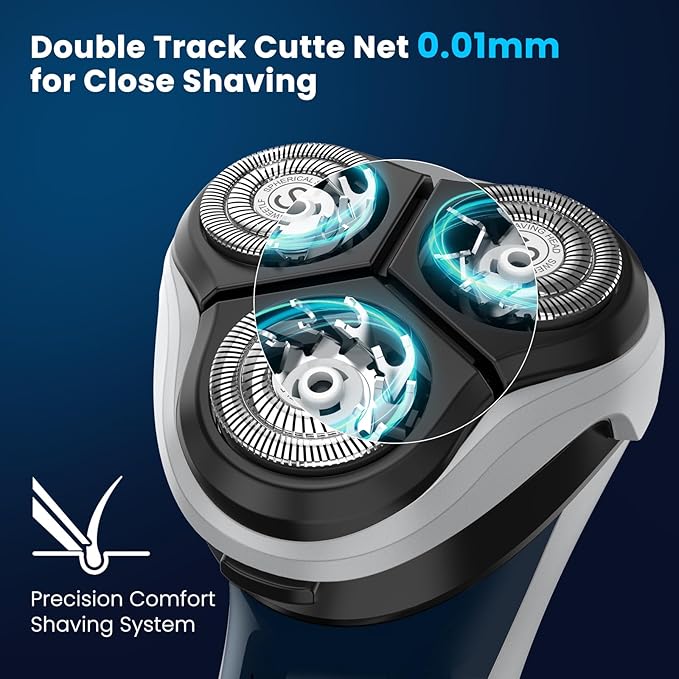 SweetLF Electric Razor for Men with Pop-Up Trimmer, IPX7 Waterproof Electric Shaver, Rechargeable Cordless Shavers for Men, Type-C, 120Mins Runtime, Plug & Play, Blue