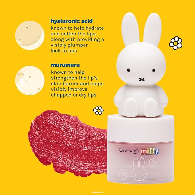 The Crème Shop Miffy Tinted Lip Balm with adorable Miffy cap, with Hyaluronic Acid and Murumuru to moisturize, soften and visibly improve chapped or dry lips - Amazing Apple