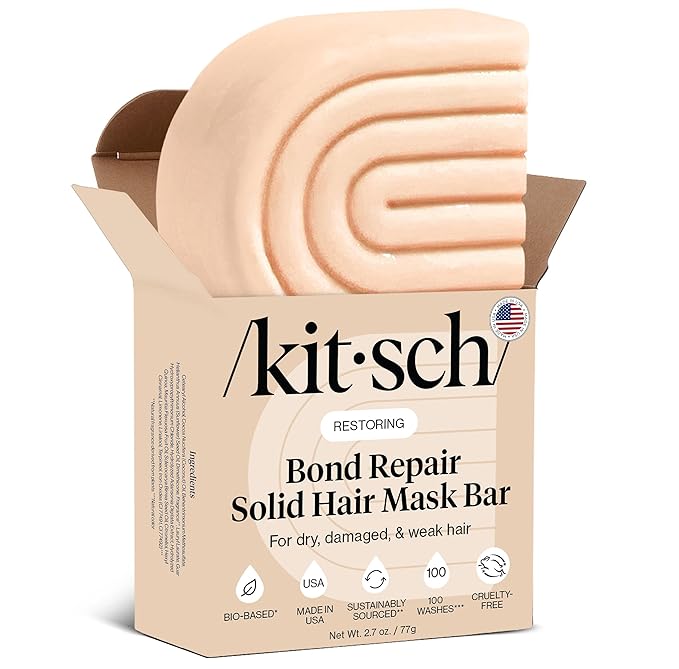 Kitsch Bond Repair Hair Mask – Strengthening Bond Repair Hair Treatment to Restore and Replenish - Hair Mask for Damaged Hair & Dry - Solid Hair Care for All Hair Types - Made in USA - 2.7 oz