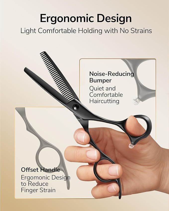 ULG Hair Cutting Scissors Set Professional Thinning Scissors for Hair Cutting All-in-One 9 Pcs Hairdressing Shear Set with 3 Professional Barber Shears for Salon & Home