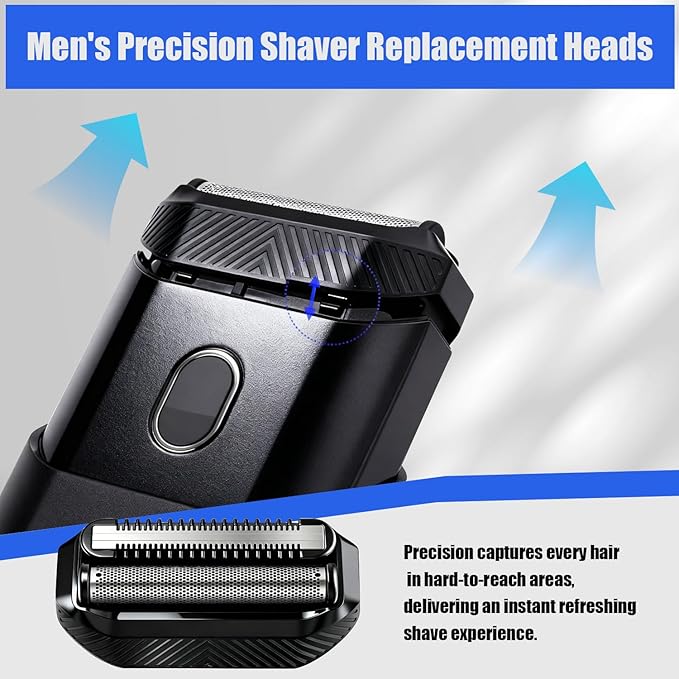 Shaver Replacement Blade compatible with MANSCAPED The Handyman Compact Face Shaver Razor Replacement Head (Black(2PCS))