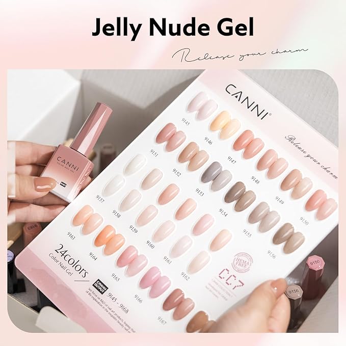 CANNI Jelly Pink Gel Nail Polish, 1Pcs Jelly Nude Pink Gel Polish Sheer Clear Light Pink Gel Polish Translucent Color Nail Polish Gel Soak Off U V Gel Nail French Nail Manicure Salon DIY