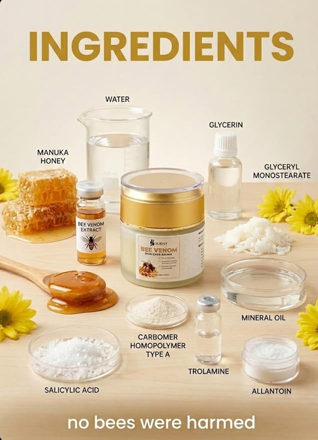 SUDNY Natural Bee Venom Cream | Advanced Bee Venom Moisturizer with Manuka Honey | Exfoliating Face Cream with Salicylic Acid to Clear Pores, Hydrate & Firm Skin | Day & Night Anti-Wrinkle Lotion