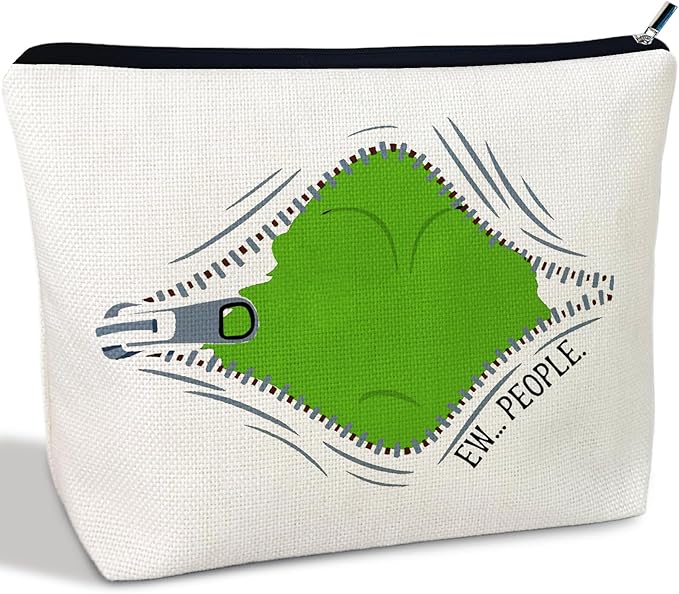 CLHHM Green Monster Makeup Bag Monster Fans Christmas Gifts Green People Zipper Pouch Bag for Women Lovers Fans Sister Daughter
