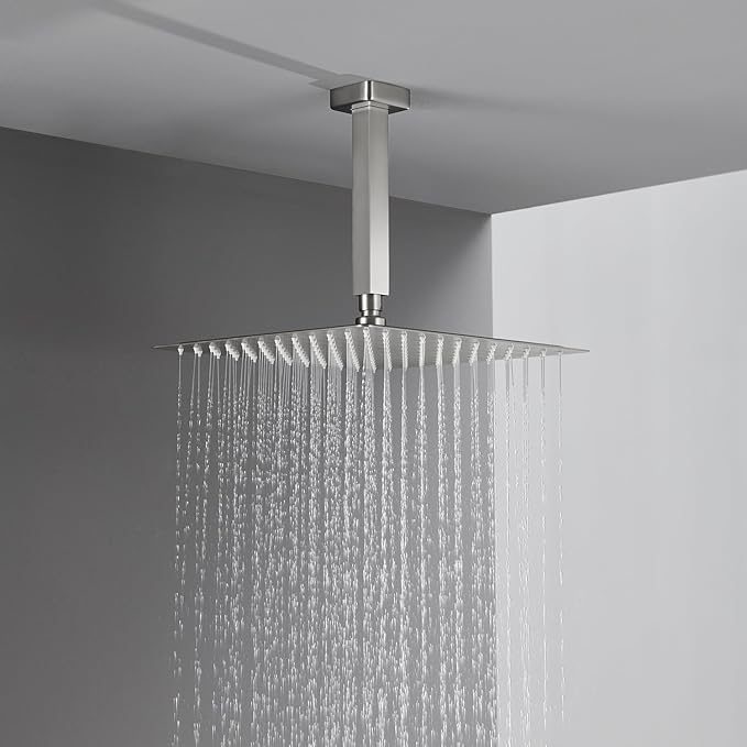Artiqua Shower System 12 Inches Rain Shower Combo Set Brushed Nickel Ceiling Mount Shower Faucet Bathroom Faucets with Rainfall Shower Head and Hand Shower