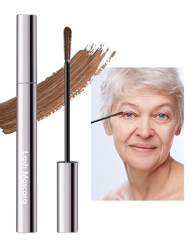 Brown Mascara for Older Women 60 Plus, Tube Máscara Volume and Length for Mature Women with Thinning Lashes, Hypoallergenic Prime Mascara for Sensitive Eyes, Non Clumping Waterproof Long Lasting-02