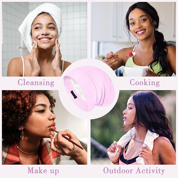 Fittia Satin Hair Bonnet for Sleeping, Silky No Frizzy for Curls Care, Adjustable Strap for Non-Slip, Dreadlocks Cap for Women&Men Light Purple