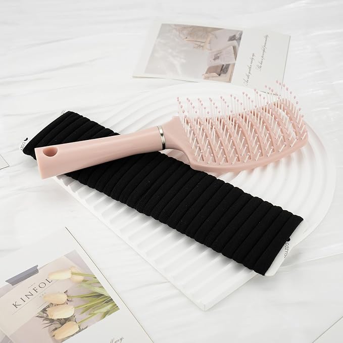 Neutral Tones Hair Accessories Set - 3 Large Hair Claw Clips, 3 Small Claw Clips, Hair Brush, 28 Hair Ties for Women | Non-Slip for Thin & Thick Hair (Nude Pink, Beige, Light Brown)