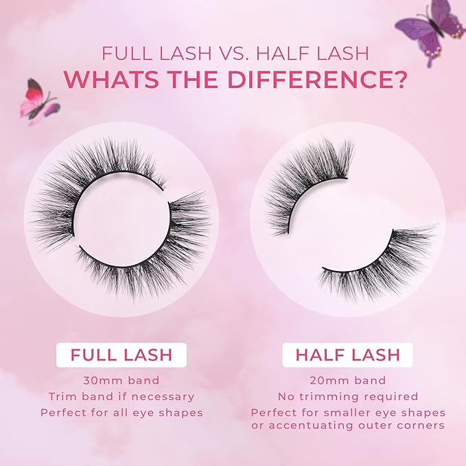Lilly Lashes Butterfl'eyes Faux Mink Lashes, Half Lashes Natural Look & Feel, False & Reusable Eyelashes 20x, No Trimming + Easy to Apply, Round Style, Lash Glue not Included, 13mm (Fantasy)