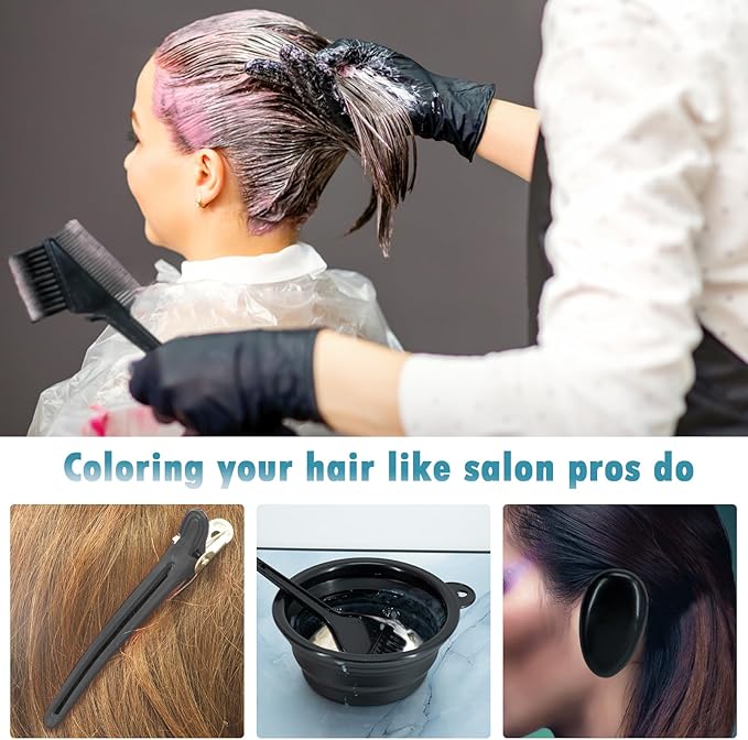 Xarchy 10 Pc Hair Bleach Kit - Hair Coloring Products With Dye Brush, Color Bowl, Earmuffs, Clip for Salon Bleaching & Highlighting