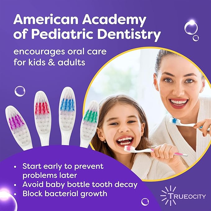 Trueocity 30 Pack Individually Wrapped Toothbrushes - Soft Bristle, Multi-Colored and Perfect for Adults and Kids, Travel Pack, Disposable Toothbrushes for Bulk Use, Oral Care Supplies