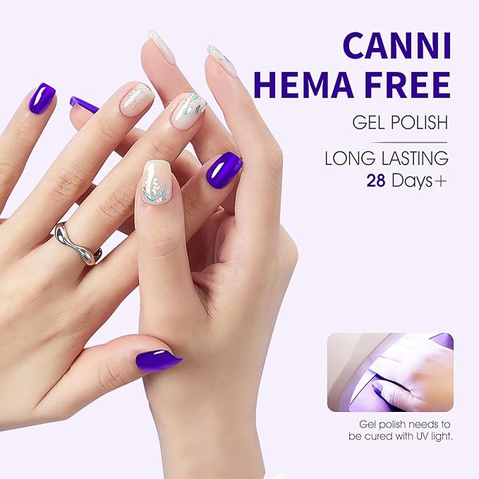 CANNI Royal Blue Gel Nail Polish, 1Pcs Navy Blue Gel Polish Dark Cobalt Deep Color Soak Off U V Nail French Nail Manicure Salon DIY