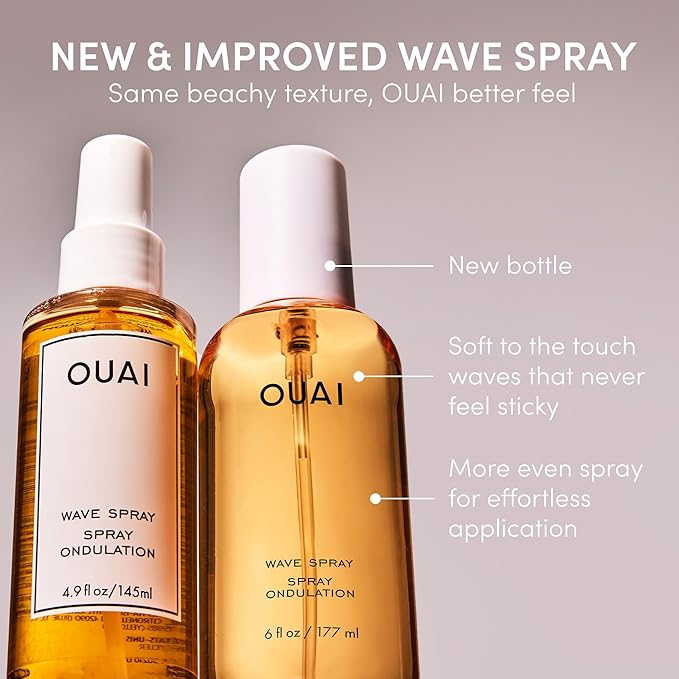 OUAI Wave Spray - Texture Spray for Hair with Coconut Oil & Rice Protein - Adds Texture, Volume & Shine for Beach Waves - Paraben Free, Safe for Color & Keratin-Treated Hair (6 fl oz) | for Hair, with Coconut Oil, Adds Texture, Volume, Shine, for Beach...