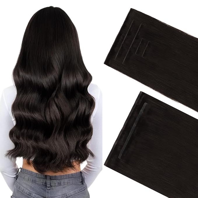 GOO GOO Invisi Edge Clip in Hair Extensions Set, 20inch 130g, 5pcs Injected Seamless PU Clip ins and 2pcs Classical PU Clip inslip ins, Virgin Real Human Hair, #2