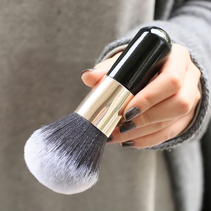 Makeup Blush Brushes for Cheeks, Travel Size Face Powder Brush for Loose Powder, Fluffy Foundation Brush for Face, Blush/Powder/Eye Shadow Brush Set, Beauty Tools (Black)