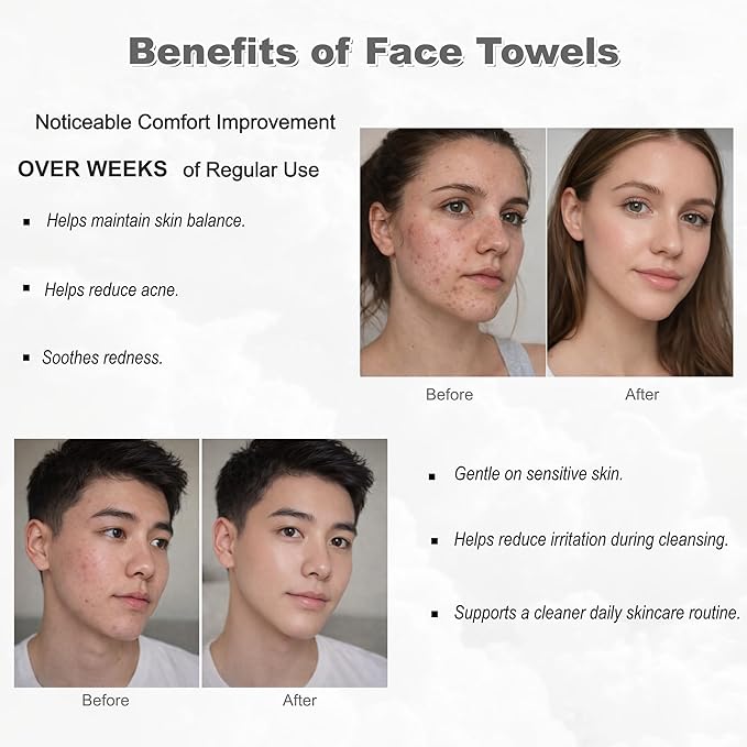 GentlGlow Disposable Face Towels, Clean Facial Towels, Multi-purpose Towels for Makeup Remover, Travel Towel, Facial Wash And Dry, Skincare, Daily Cleaning, 3 Pack (210 Count) 8 x 8 Inches