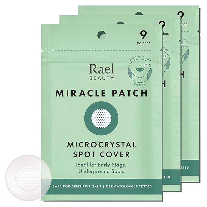 Rael Pimple Patches, Miracle Microcrystal Spot Cover - Hydrocolloid Acne Pimple Patch with Tea Tree Oil, Early Stage Zits and Blemish, Korean Skin Care (27 Count)