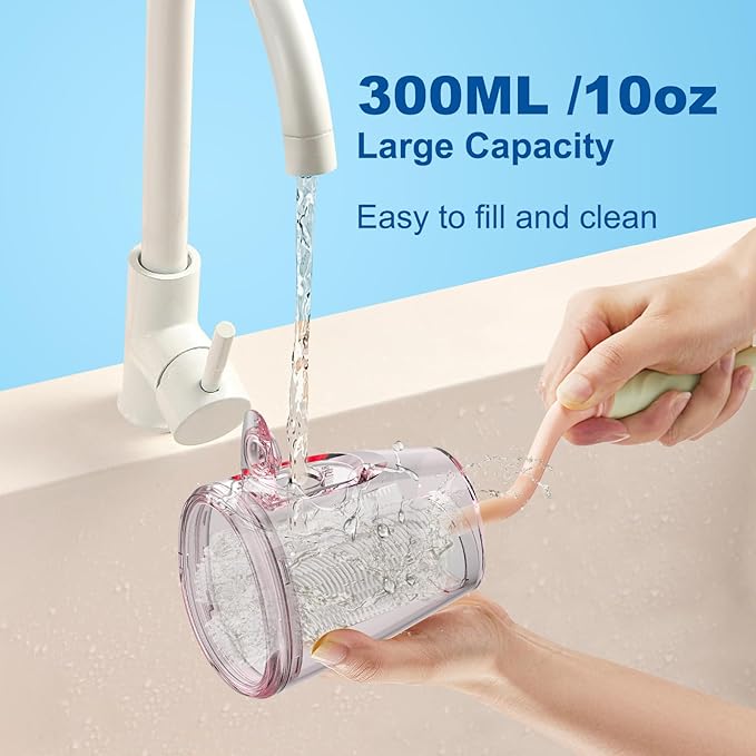 WellLeo Water Flossers for Teeth, 300ML Cordless Oral Irrigator Rechargeable Dental Flosser Picks with 5 Modes 5 Jet Tips,IPX7 Waterproof Teeth Cleaner for Braces Gum Care, Home Travel Use