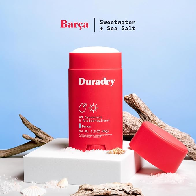 Duradry Clinical-Strength Antiperspirant Deodorant for Women and Men - Clean formula with Natural Ingredients, Odor, and Excessive Sweat protection for Armpits - Barca (Sweetwater+sea salt),3-pack