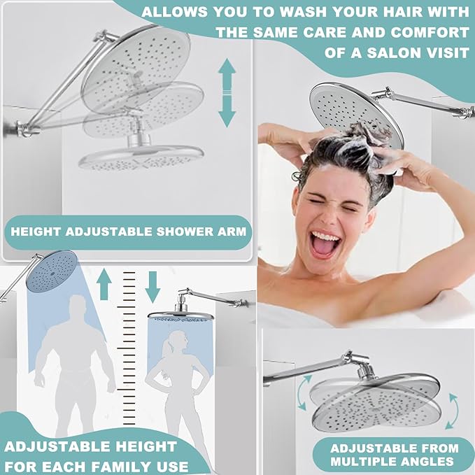 KINKIB Shower Panel Tower System with Adjustable Shower Head, Self-Cleaning Shower Tower with 2-Setting Powerful Body Jets and 5-Function Handheld Shower, Shower Column Brushed Stainless Steel