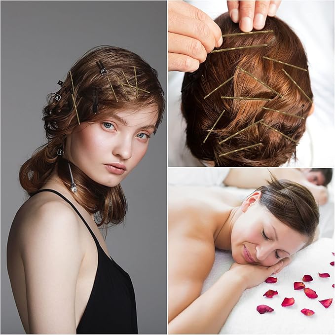 Tbestmax 800 Pcs Hair Bobby Pins, 2 Inch Gold Hairpins with Box for Women Lady Girls Kids, Invisible Wave Hairgrip Barrette Hair Clip Bulk Hair Accessories