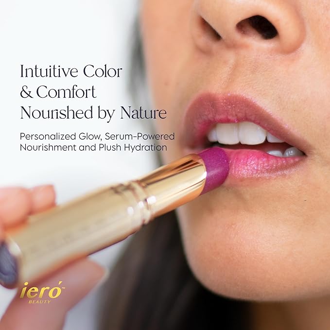 ieró Beauty Luminous pH Lip Balm, Moisturizing Vegan Tinted Lip Balm, 3-in-1 Soothing Lip Serum + Plumping Balm + pH Reactive Tint, Shea Butter & Vitamin E, Made in Italy - 0.088oz