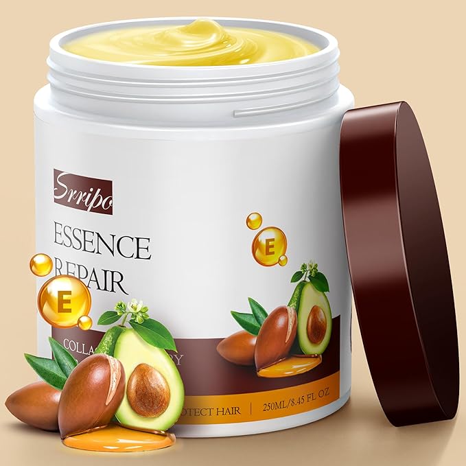 Collagen Hair Mask for Deep Conditioning, Keratin Hair Treatment with 4 Hydrolyzed Proteins, Moroccan & Avocado Oils Conditioner for Nourish, Calendula Gentian Extracts Care Dry & Damaged Hair