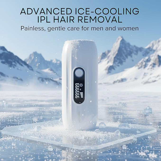 FrostLite Pro Ice Cooling IPL Home Use Hair Removal Device- Gentle & Painless Hair Reduction for Smooth, Hair-Free Skin on Body and Face for Women and Men