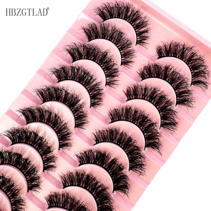 HBZGTLAD Soft Mink Eyelashes 3D Curl Winged End Eye Elongated Fake Lashes Thick Handmade Natural False Eyelash Messy Cross Lash Wholesale (WF81#)