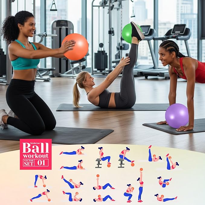 Aoriher 10 Pcs Small Exercise Pilates Ball 9 Inch Mini Yoga Balls Anti Burst and Slip for Stability, Fitness, Physical Therapy, Stretching & Core Strength Workout at Home Gym Office