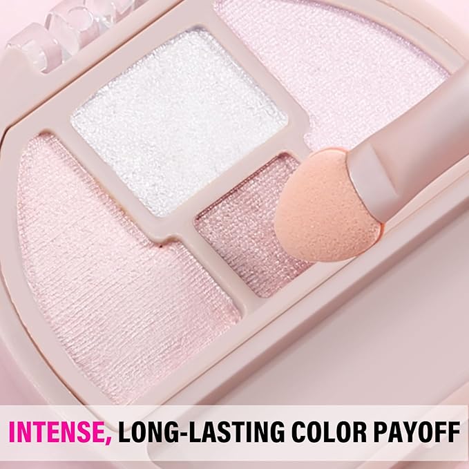 Boobeen 4-Color Makeup Palette, Highly Pigmented Glitter Eyeshadow