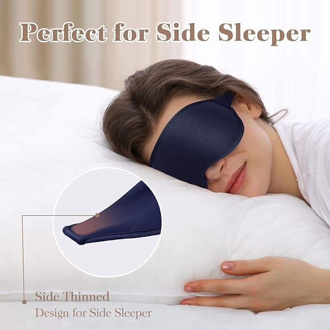 Fygrip 3D Eye Mask Sleep Mask for Men & Women, 100% Pressure-Free & Light Block-Out Eye Mask for Sleep with Easy Adjustable Strap, Night Eye Cover for Travel, Blue