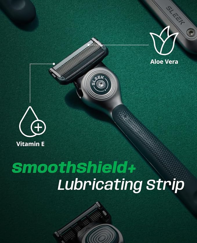DORCO SLEEK 6 Blade Razor for Men with 7 Cartridges | Men's Cartridge Razors with Razor Handle and Smooth Shaving Blades | Men’s Razors with Multi-Flex Technology