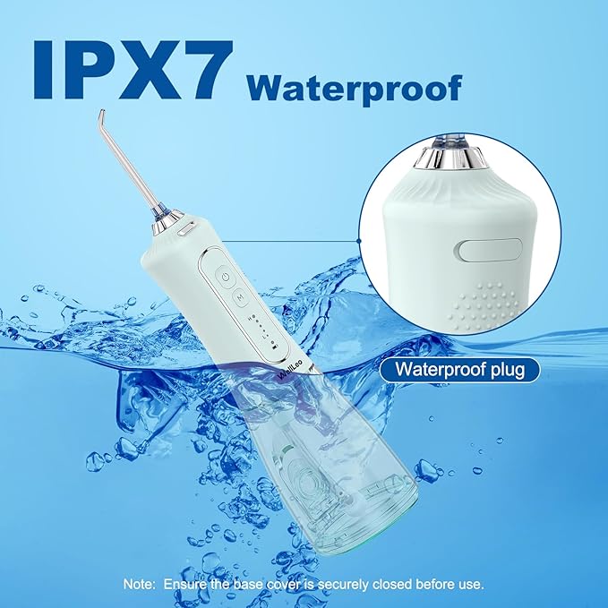 WellLeo Water Flosser for Teeth, 300ML Cordless Oral Irrigator Rechargeable Dental Flosser Picks with 5 Modes 5 Jet Tips,IPX7 Waterproof Teeth Cleaner for Braces Gum Care, Home Travel Use