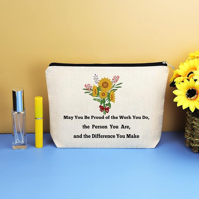Social Worker Appreciation Gifts Makeup Cosmetic Bag for Women Volunteer Gifts Coworker Employee Leaving Going Away Farewell Gifts Inspirational Gifts for Mom Nurse Teacher Grandma Retirement Gifts