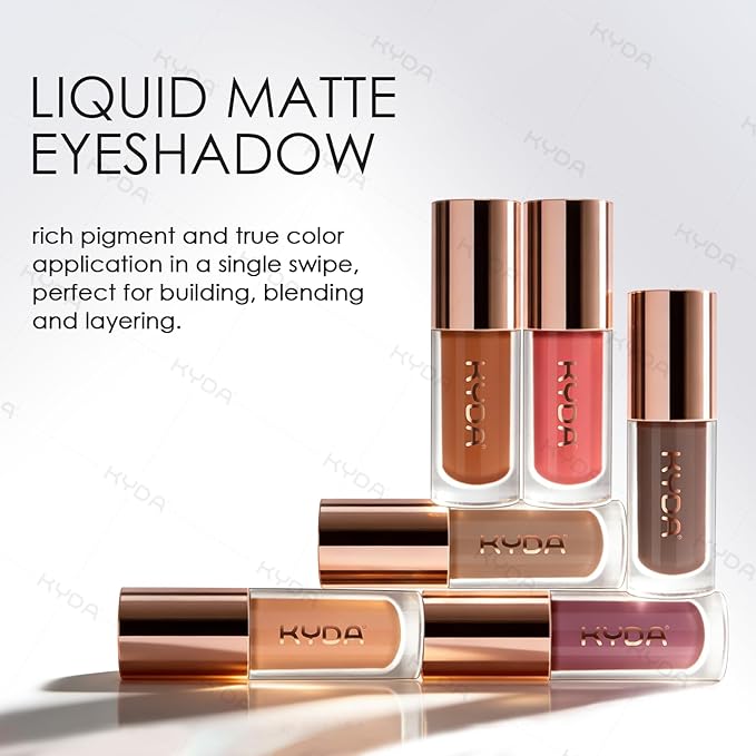 KYDA Liquid Matte Eyeshadow, Matte Taupe Dark Brown Eyeshadow, Long-wearing Crease-Resistant Velvet Eyes Tint, Smooth Cream-to-Powder Texture, Multiuse Eyes Makeup for Shadow & Face Contour