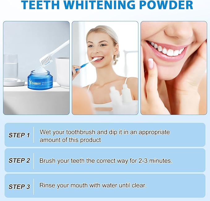 Teeth Whitening Powder, Natural Teeth Whitener, Teeth Whitening Powder Toothpaste,Whitening Tooth Powder,Instant Whitening Teeth,Stain Removal & Fresh Breath (2PCS)