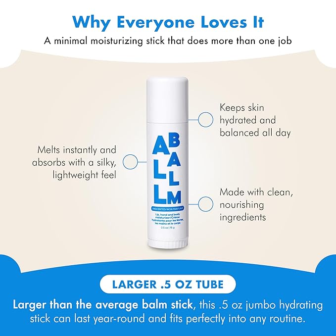 Zizia Unscented Multi All Balm Stick – Moisturizing and Hydrating Stick for Lips, Hands & Body – with Shea Butter, Jojoba Oil, Aloe Vera, Calendula – Beauty Moisturizer - Travel Essentials - 0.5 oz