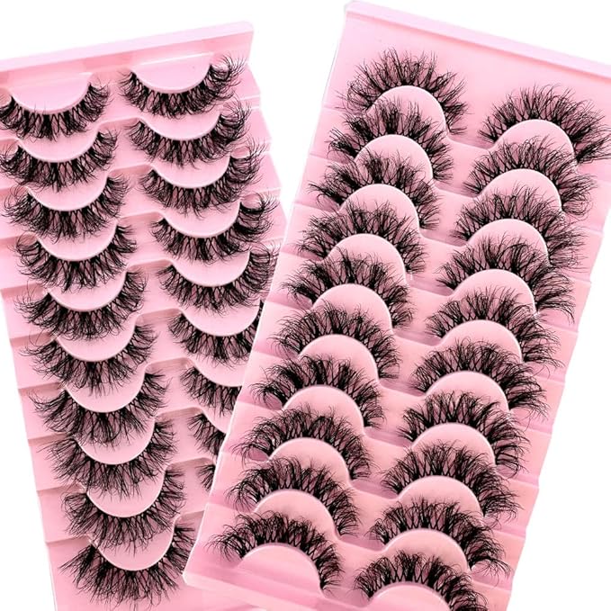 HBZGTLAD Soft Mink Eyelashes 3D Curl Winged End Eye Elongated Fake Lashes Thick Handmade Natural False Eyelash Messy Cross Lash Wholesale (LN125)
