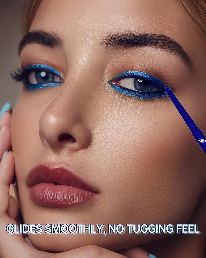 Glitter Gel Eyeliner Pencil,Retractable Cream Purple Eye Liner Pencils,Waterline Eye Makeup Liners,Waterproof & Smudge Proof Eyeliner Facial Makeup Gift for Mature Women,Girls, Christmas - G08 Purple