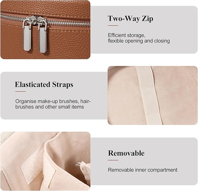 honitty Makeup Bag, Travel Make up Case with Compartments and Handle, Portable Cosmetic Organizer Bags,Toiletry Bag for Women