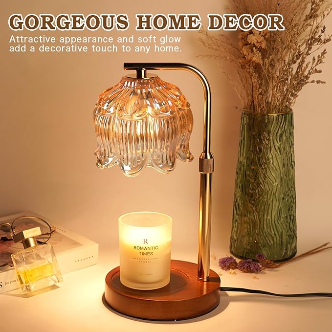 Candle Warmer Lamp for Yankee Candles, Height Adjustable Candle Heater Lamps with Timer, Christmas Birthday Gifts for Women Mom, House Warming New Home Room Decor, with 2 Bulbs