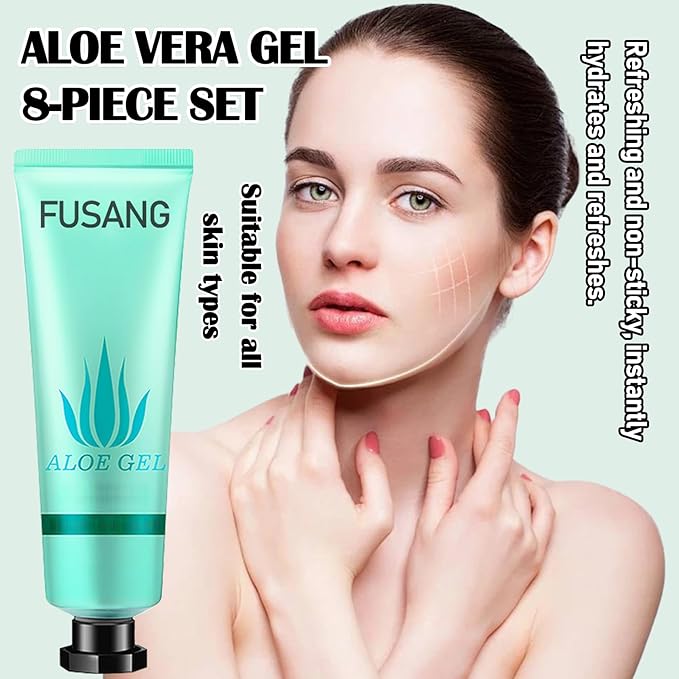 Fusang 8Pcs Organic Aloe Vera Gel for After Sun Skin Care,Natural Moisturizing Aloe Vera Gel for Face & Body,Easy to Portable Face Moisturizer,Travel Size Pure Vera Aloe Gel for all Skin Types
