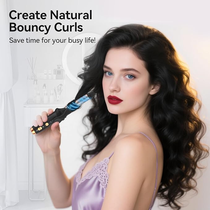 Cordless Curling Iron Hair Curler: Mini USB Rechargeable 4000 mAh 3 Temp Setting Travel Portable 200 Million Negative Ion for Long Short Hair