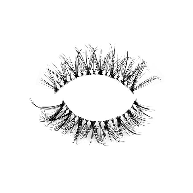 Pooplunch False Eyelashes Cat-Eye Look Wispy Lashes Fairy Fluttery Volume Natural 8D Crossed Fake Eyelashes Faux Mink Lashes Strips 7 Pairs