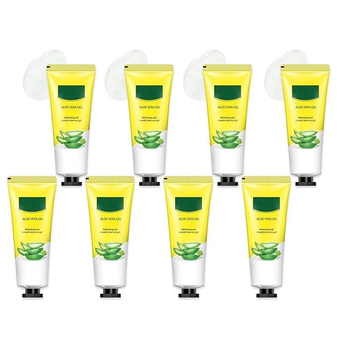 Fusang 8Pcs Organic Aloe Vera Gel for After Sun Skin Care,Natural Moisturizing Aloe Vera Gel for Face & Body,Easy to Portable Face Moisturizer,Travel Size Pure Vera Aloe Gel for all Skin Types J