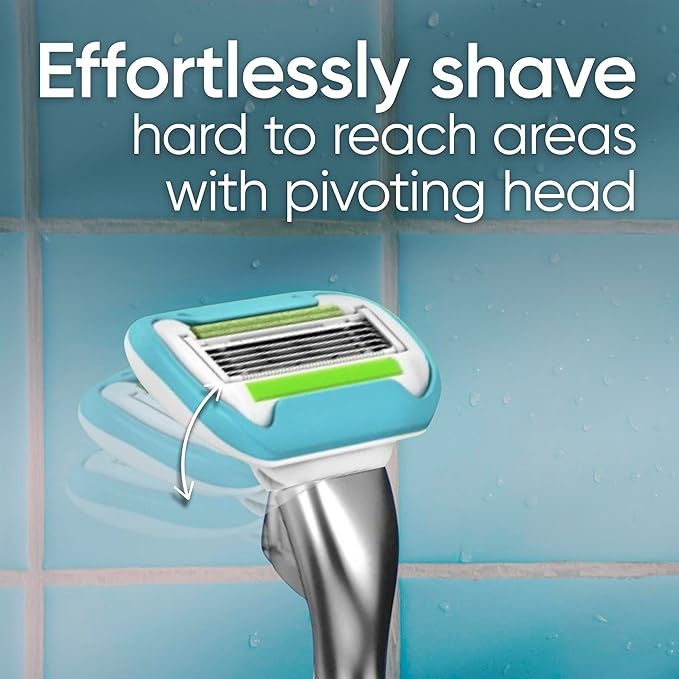 Gillette Venus Platinum Extra Smooth Metal Handle Women's Razor Handle + 4 Blade Refills, Pivoting Head and Ribbon of Moisture