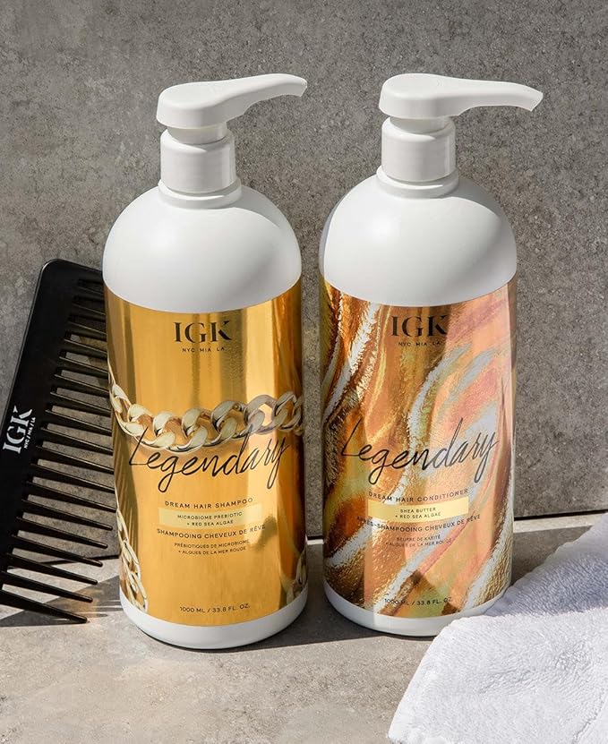 IGK LEGENDARY Dream Hair Shampoo & Conditioner Set | Hydration + Softness + Shine | Vegan + Cruelty-Free | 33.8 oz (Pack of 2)